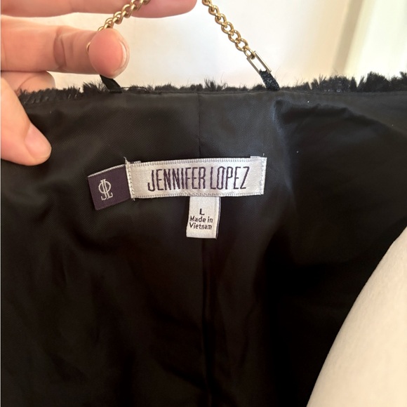Never worn black faux fur 3/4 sleeve jacket by Jennifer Lopez, size large. - Picture 2 of 5